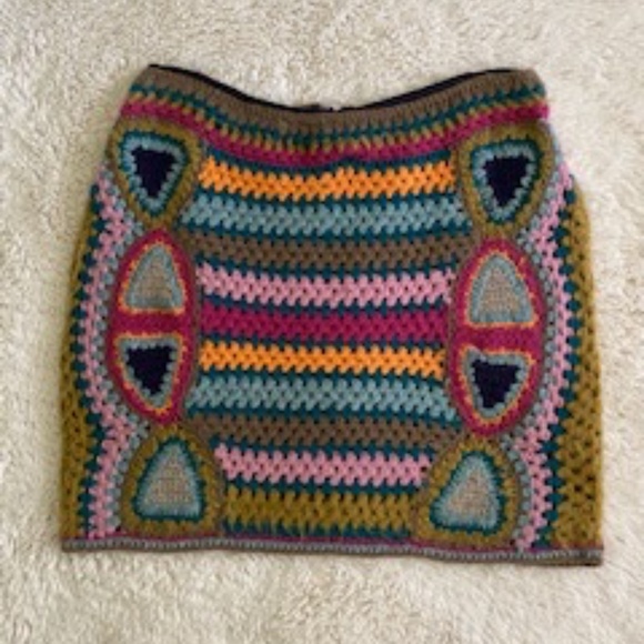 Anthropologie FIETS VOOR 2 Boho Dear Penny Crochet Knit Skirt XS - Picture 2 of 10